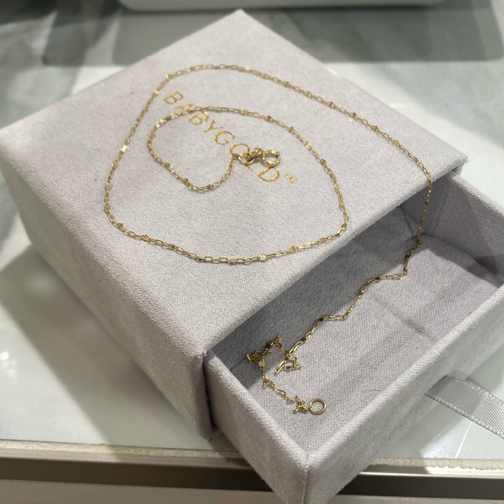 BabyGold 18 inch petite sequin chain 14k gold